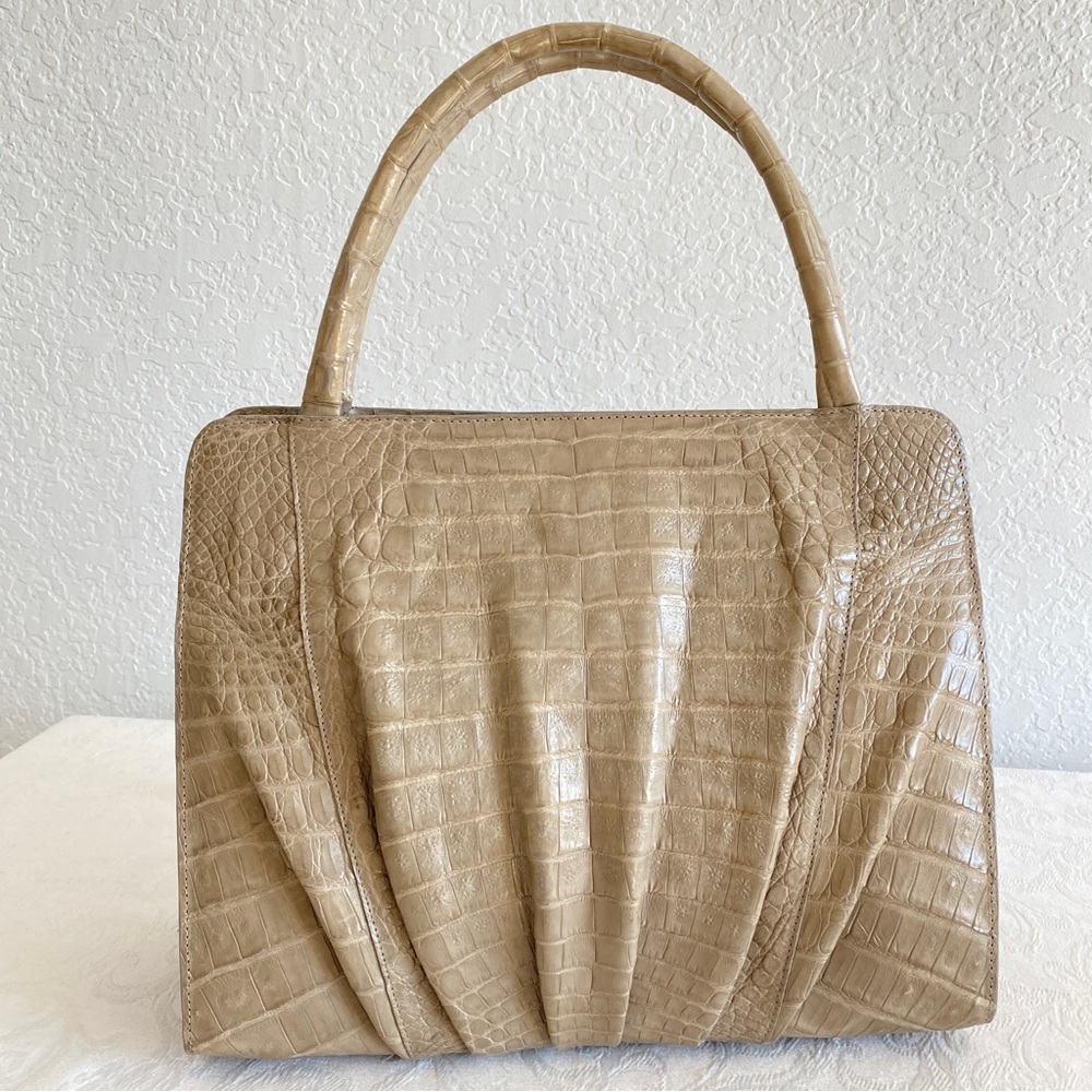 Nancy Gonzalez gray brown crocodile tote bag